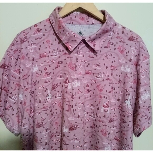 Disney Parks Park Life Polo Shirt-Size 2XL-Attractions-Rides-Icons-Pink - Picture 3 of 7